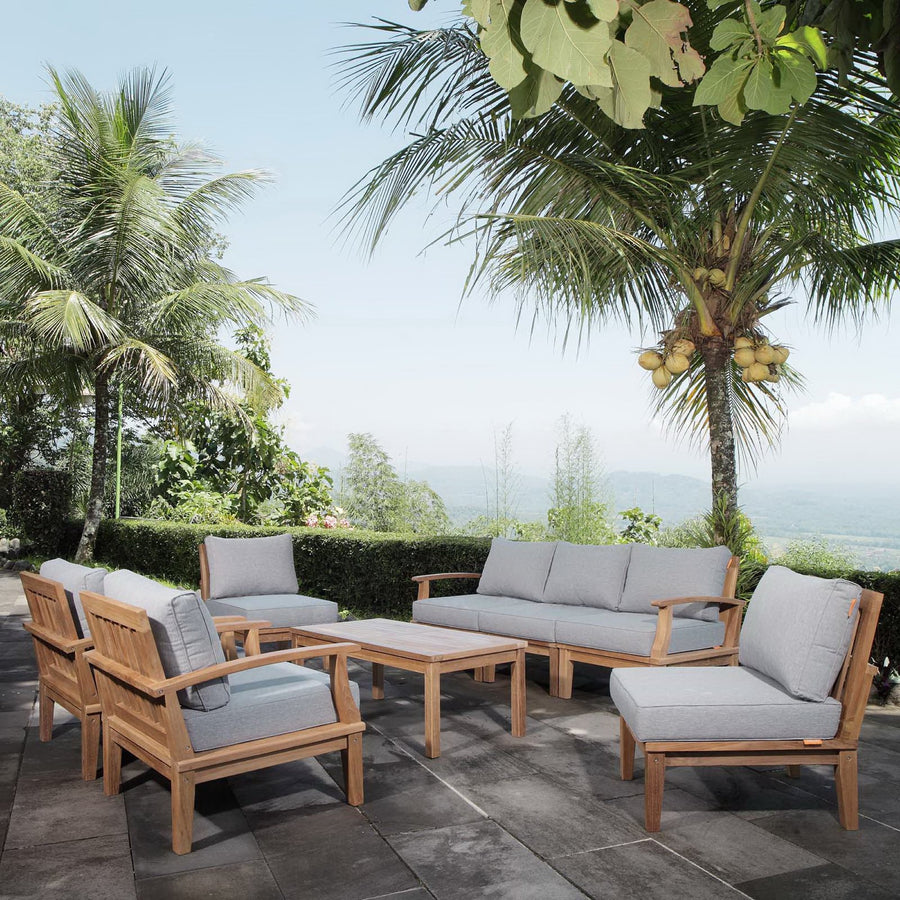 Cove 8 Piece Outdoor Patio Teak Set in Natural Gray