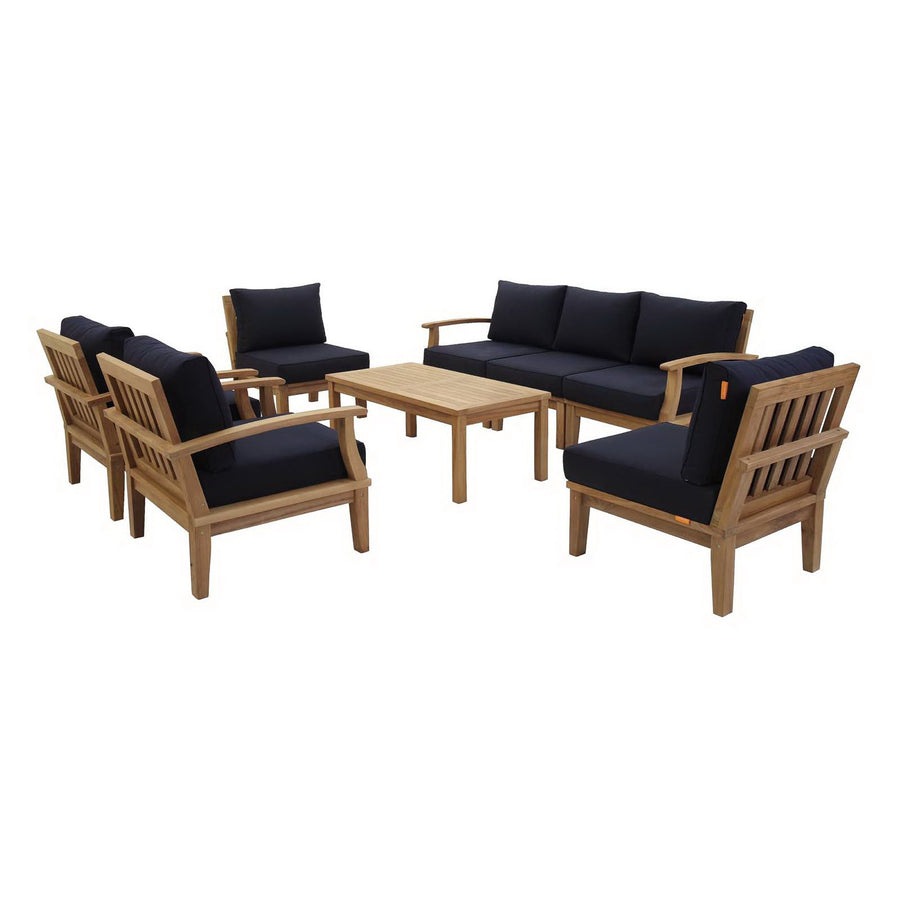 Cove 8 Piece Outdoor Patio Teak Set in Natural Navy