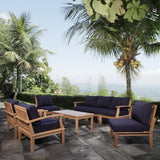 Cove 8 Piece Outdoor Patio Teak Set in Natural Navy