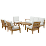 Cove 8 Piece Outdoor Patio Teak Set in Natural White