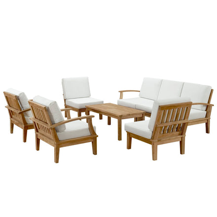 Marina 8 Piece Outdoor Patio Teak Set in Natural White