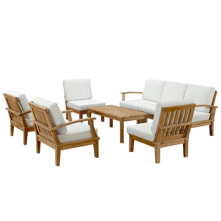 Cove 8 Piece Outdoor Patio Teak Set in Natural White