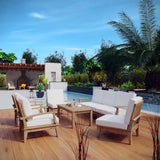 Cove 8 Piece Outdoor Patio Teak Set in Natural White