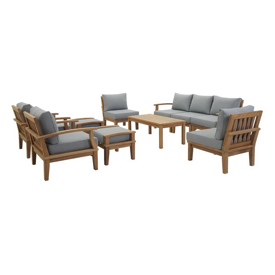 Cove 10 Piece Outdoor Patio Teak Set in Natural Gray