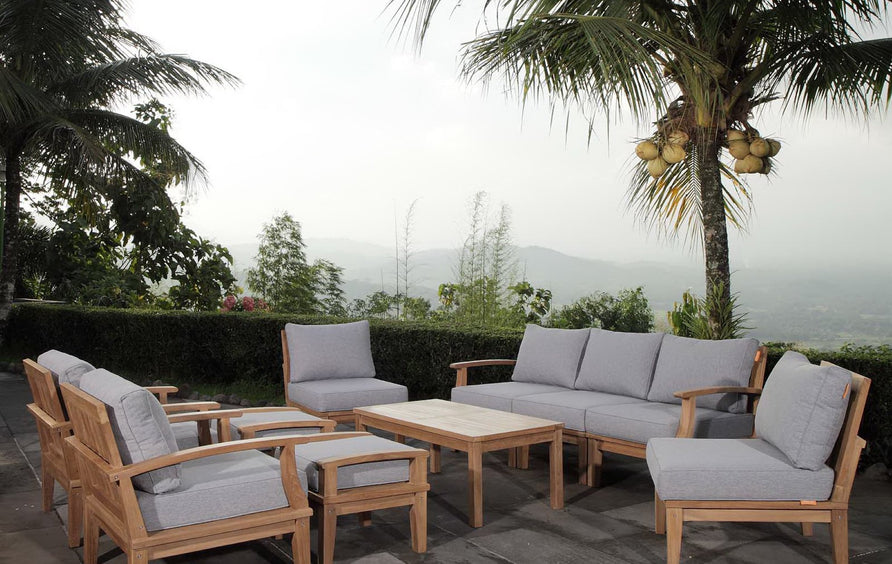 Cove 10 Piece Outdoor Patio Teak Set in Natural Gray