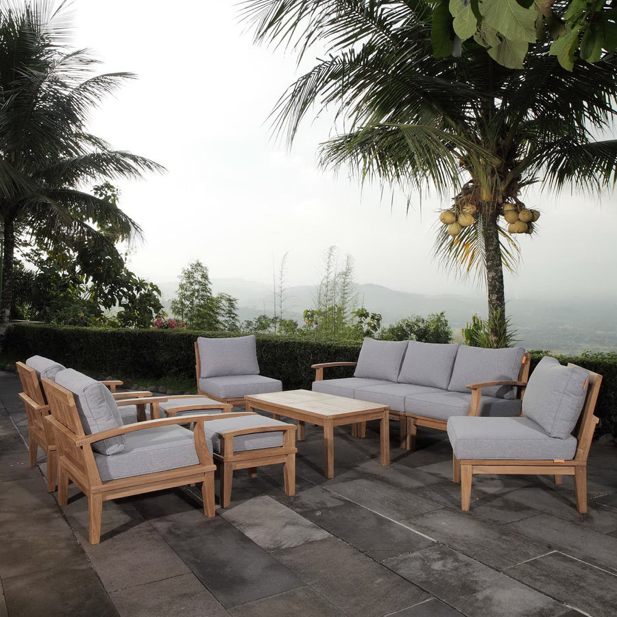 Cove 10 Piece Outdoor Patio Teak Set in Natural Gray