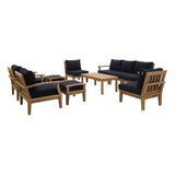 Cove 10 Piece Outdoor Patio Teak Set in Natural Navy