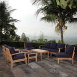 Cove 10 Piece Outdoor Patio Teak Set in Natural Navy