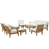Cove 10 Piece Outdoor Patio Teak Set in Natural White