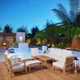 Cove 10 Piece Outdoor Patio Teak Set in Natural White