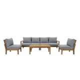 Cove 7 Piece Outdoor Patio Teak Set in Natural Gray