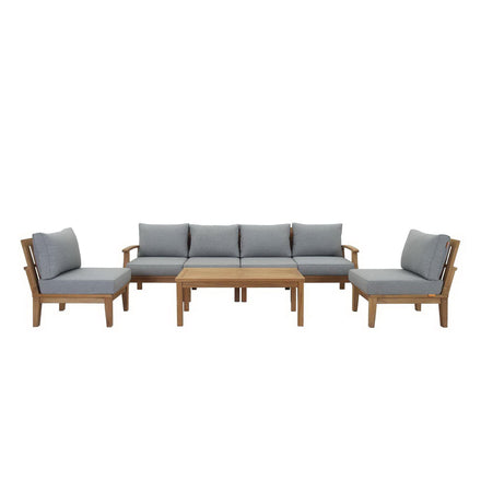Marina 7 Piece Outdoor Patio Teak Set in Natural Gray