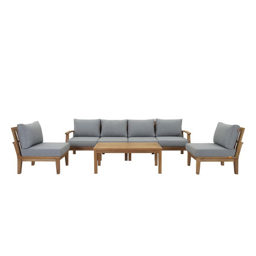 Cove 7 Piece Outdoor Patio Teak Set in Natural Gray