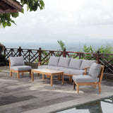 Cove 7 Piece Outdoor Patio Teak Set in Natural Gray