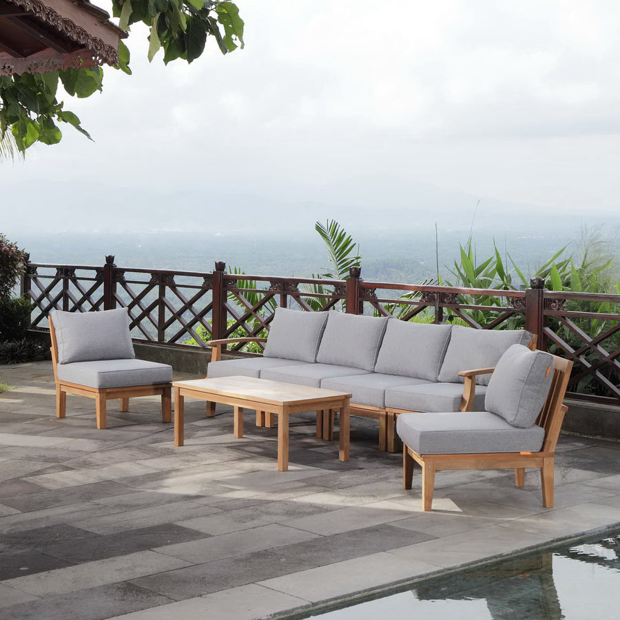 Cove 7 Piece Outdoor Patio Teak Set in Natural Gray
