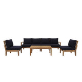 Cove 7 Piece Outdoor Patio Teak Set in Natural Navy