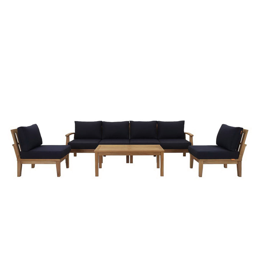 Cove 7 Piece Outdoor Patio Teak Set in Natural Navy