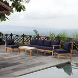 Cove 7 Piece Outdoor Patio Teak Set in Natural Navy