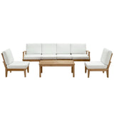 Cove 7 Piece Outdoor Patio Teak Set in Natural White
