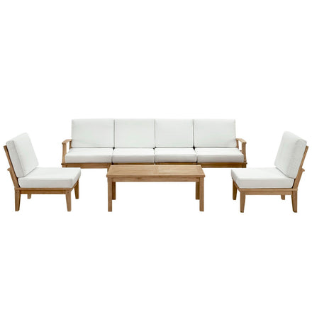 Marina 7 Piece Outdoor Patio Teak Set in Natural White