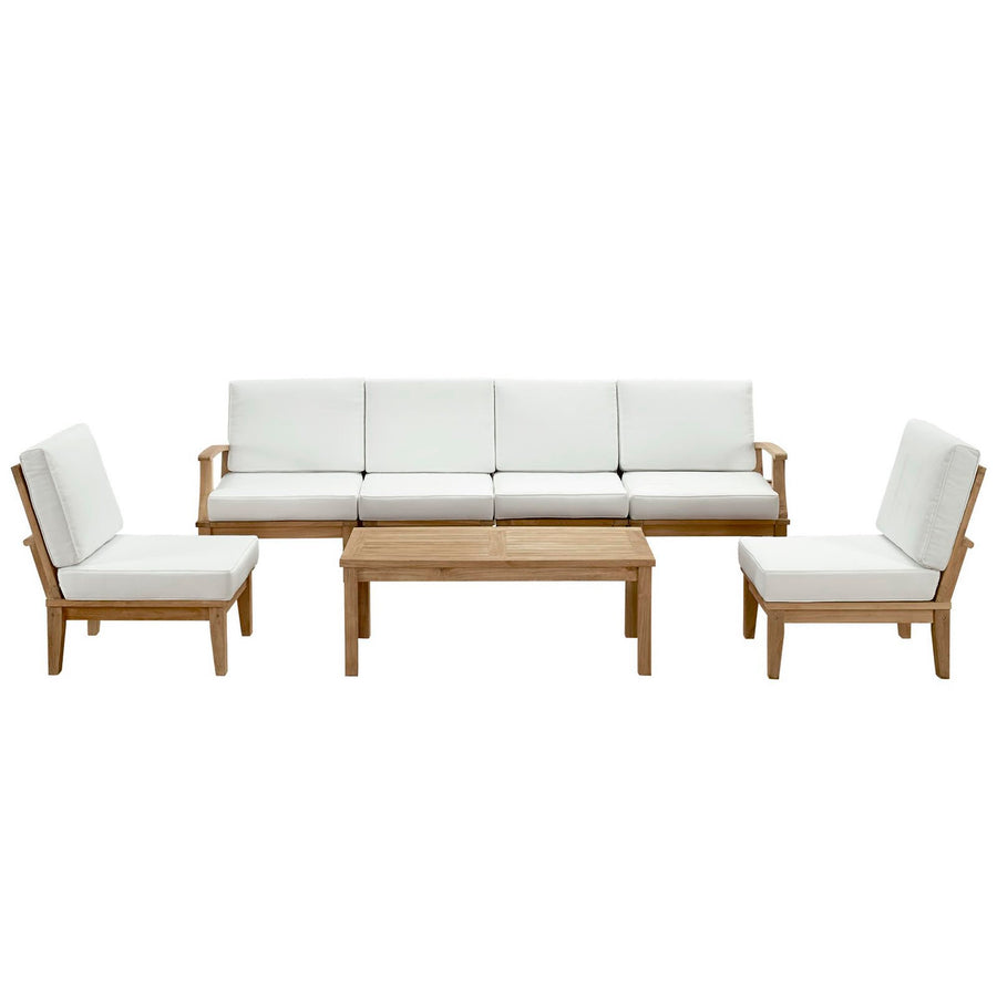 Cove 7 Piece Outdoor Patio Teak Set in Natural White