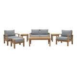 Cove 7 Piece Outdoor Patio Teak Set in Natural Gray