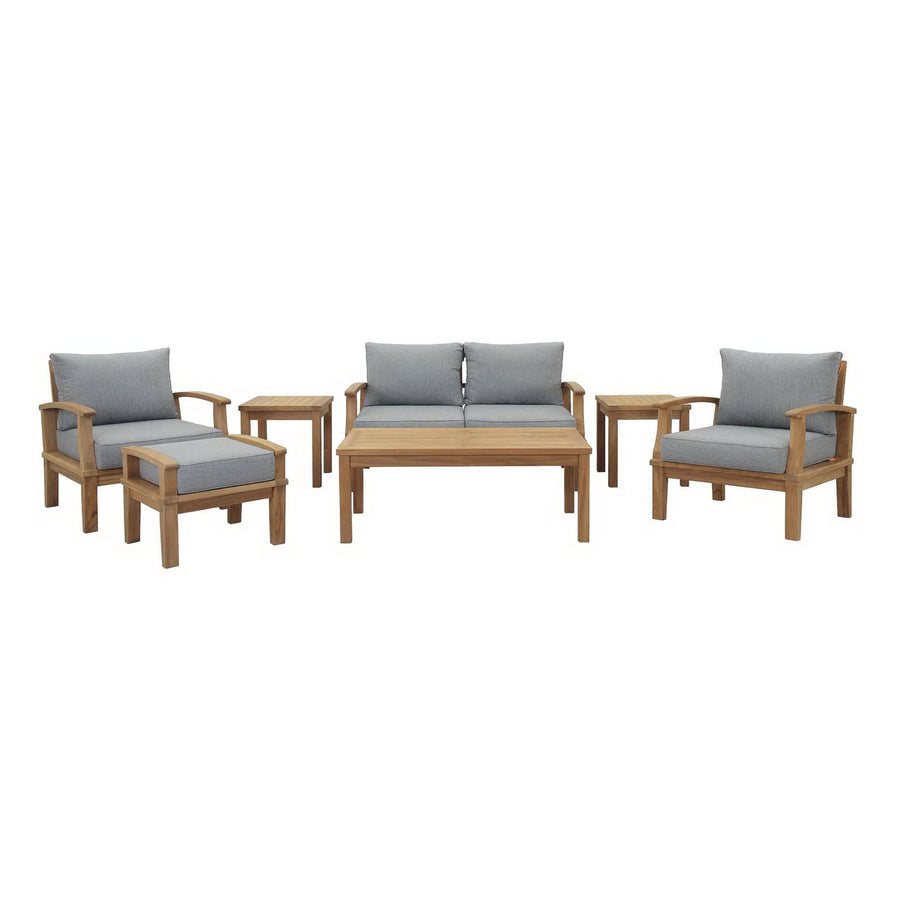 Cove 7 Piece Outdoor Patio Teak Set in Natural Gray