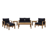 Cove 7 Piece Outdoor Patio Teak Set in Natural Navy