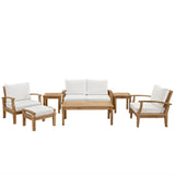 Cove 7 Piece Outdoor Patio Teak Set in Natural White