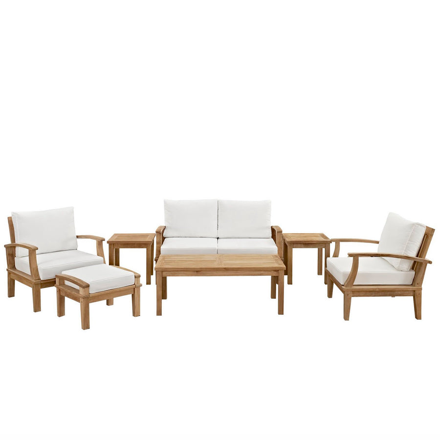 Cove 7 Piece Outdoor Patio Teak Set in Natural White
