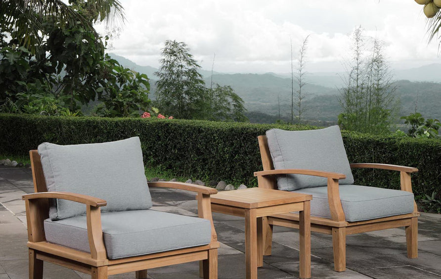 Cove 3 Piece Outdoor Patio Teak Set in Natural Gray
