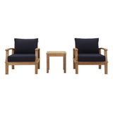 Cove 3 Piece Outdoor Patio Teak Set in Natural Navy