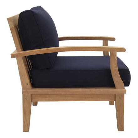 Marina 3 Piece Outdoor Patio Teak Set in Natural Navy