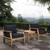 Cove 3 Piece Outdoor Patio Teak Set in Natural Navy