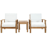 Cove 3 Piece Outdoor Patio Teak Set in Natural White