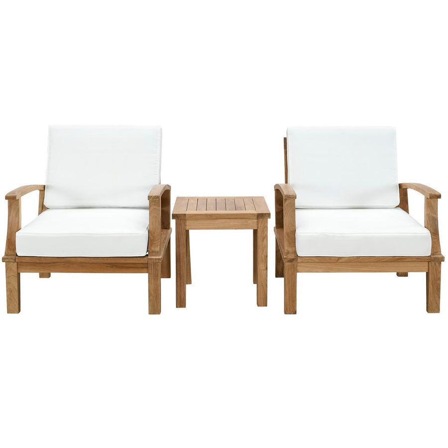 Cove 3 Piece Outdoor Patio Teak Set in Natural White