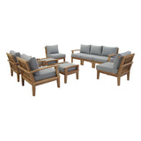 Cove 9 Piece Outdoor Patio Teak Set in Natural Gray