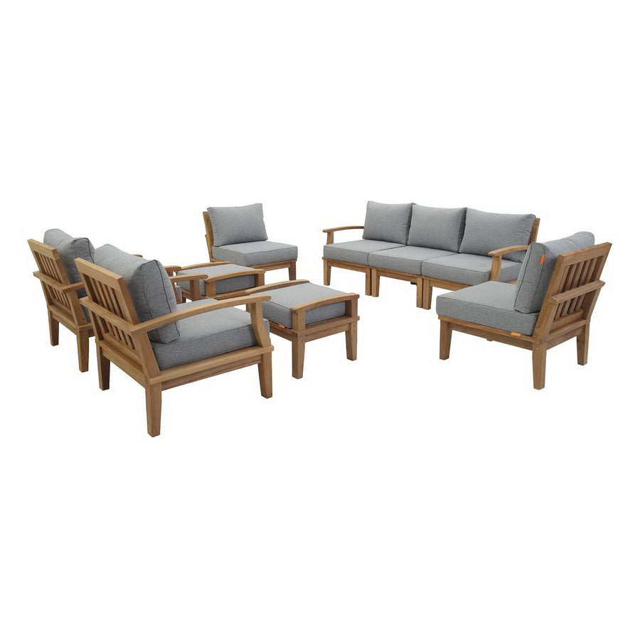 Cove 9 Piece Outdoor Patio Teak Set in Natural Gray