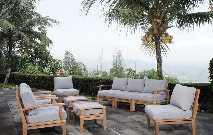 Cove 9 Piece Outdoor Patio Teak Set in Natural Gray