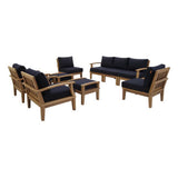 Cove 9 Piece Outdoor Patio Teak Set in Natural Navy