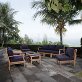 Cove 9 Piece Outdoor Patio Teak Set in Natural Navy