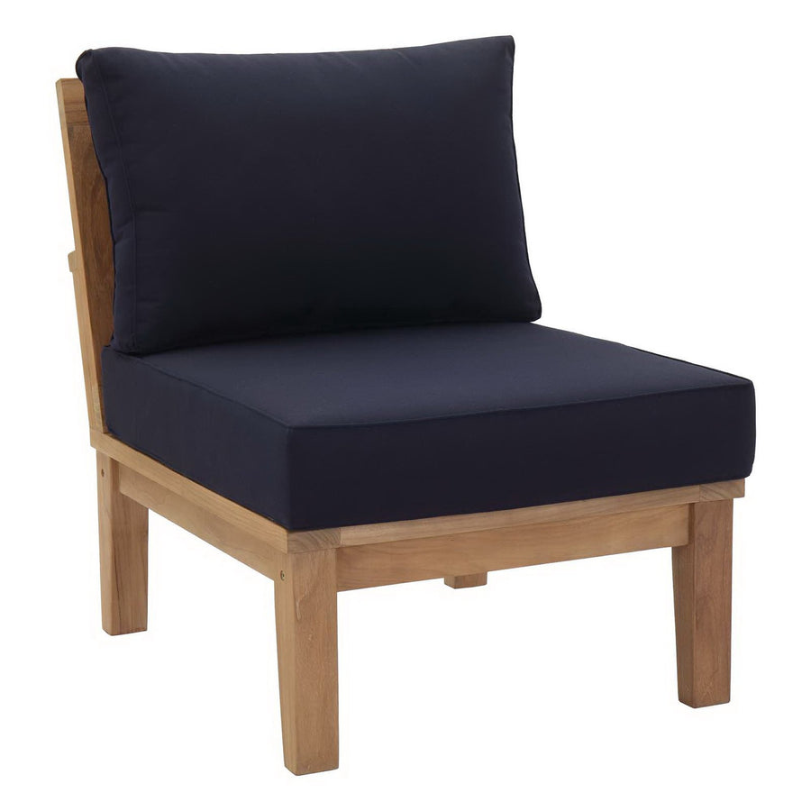 Cove 9 Piece Outdoor Patio Teak Set in Natural Navy