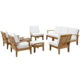 Cove 9 Piece Outdoor Patio Teak Set in Natural White