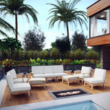 Cove 9 Piece Outdoor Patio Teak Set in Natural White