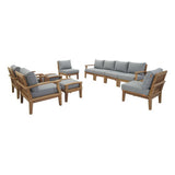 Cove 10 Piece Outdoor Patio Teak Set in Natural Gray