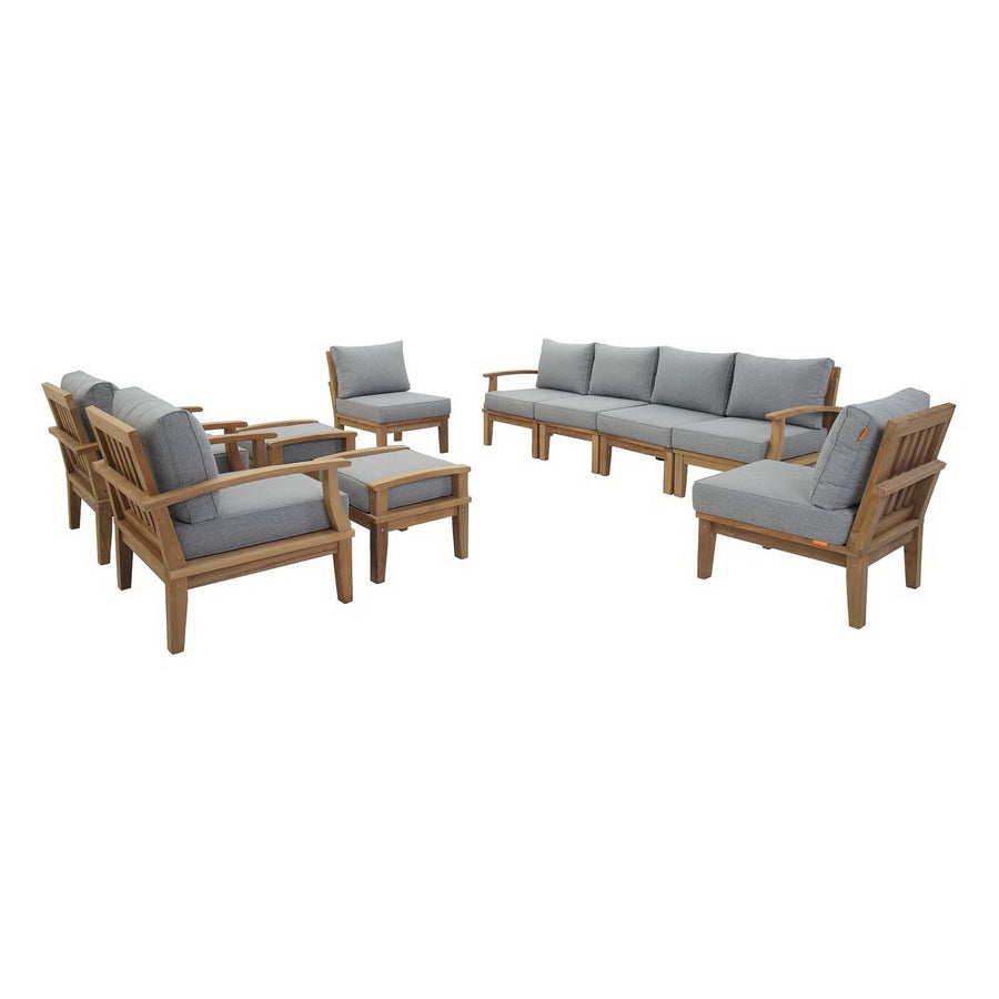 Cove 10 Piece Outdoor Patio Teak Set in Natural Gray