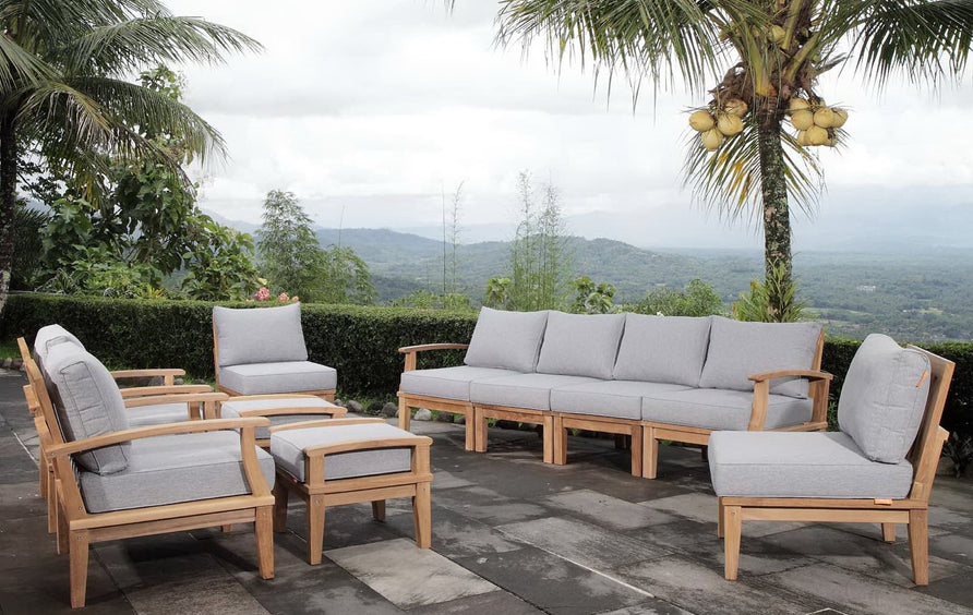Cove 10 Piece Outdoor Patio Teak Set in Natural Gray