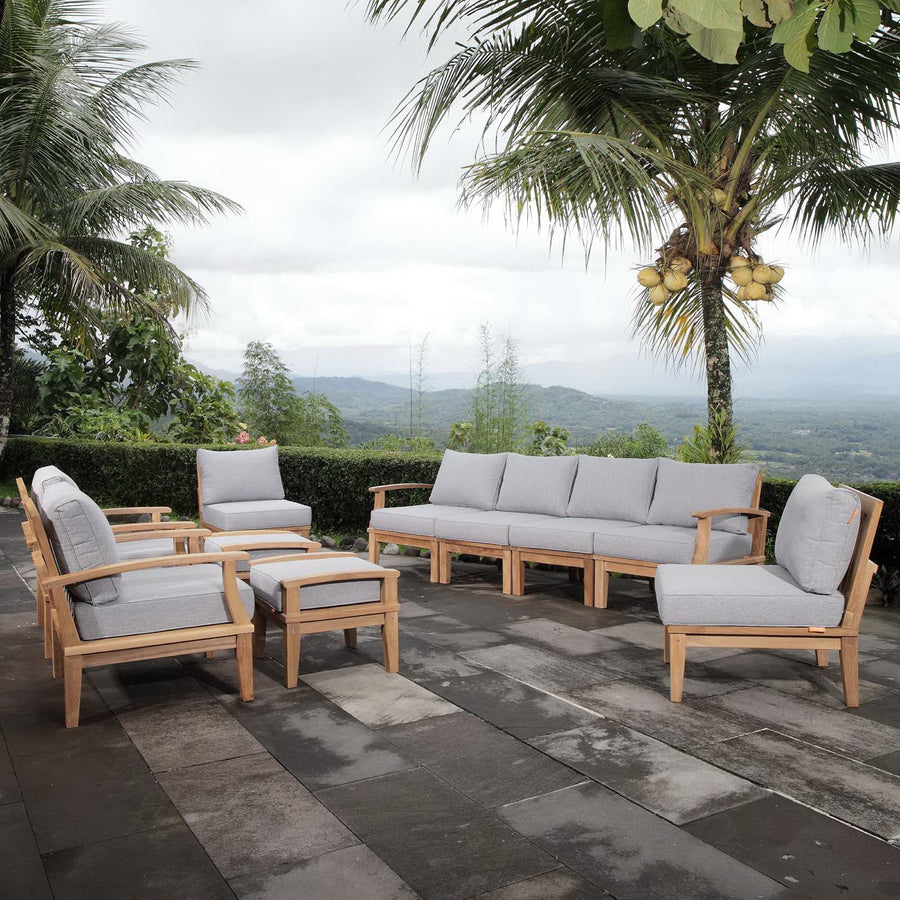 Cove 10 Piece Outdoor Patio Teak Set in Natural Gray