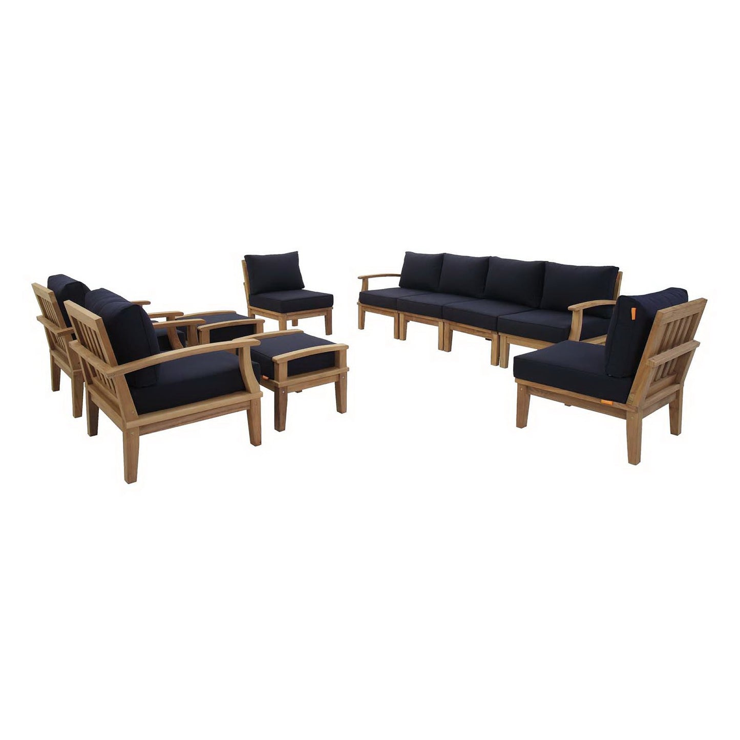 Marina 10 Piece Outdoor Patio Teak Set by Furniture For America