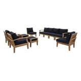 Cove 10 Piece Outdoor Patio Teak Set in Natural Navy